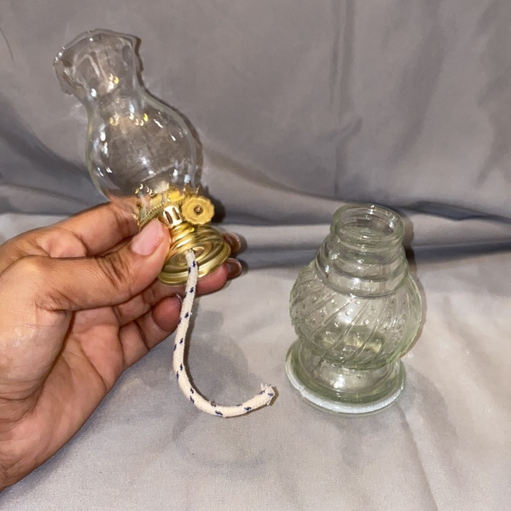 Bx47 Vintage Clear Hobnail Round Oil Lamp 8.5” - Hurricane - Picture 4 of 4